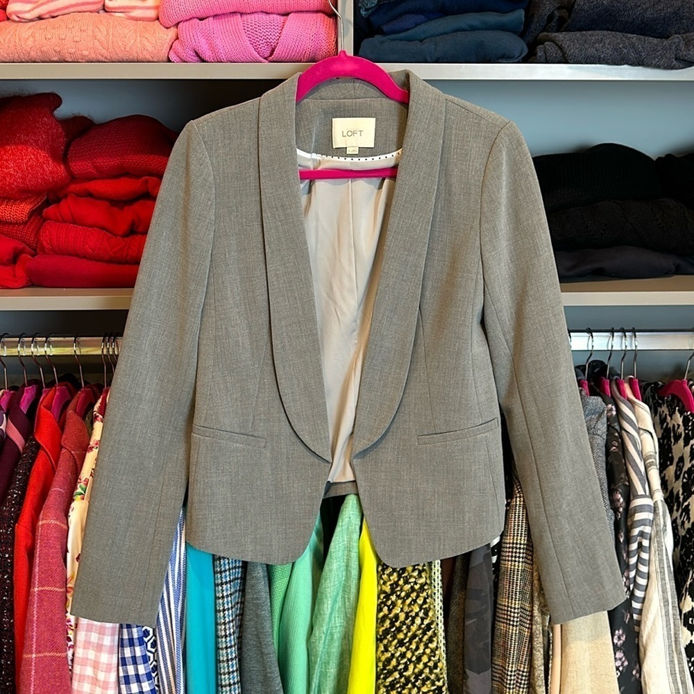 Loft gray open front blazer size 0
